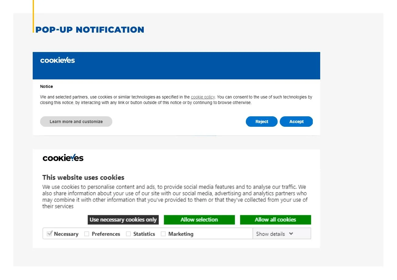 CookieYes consent interface