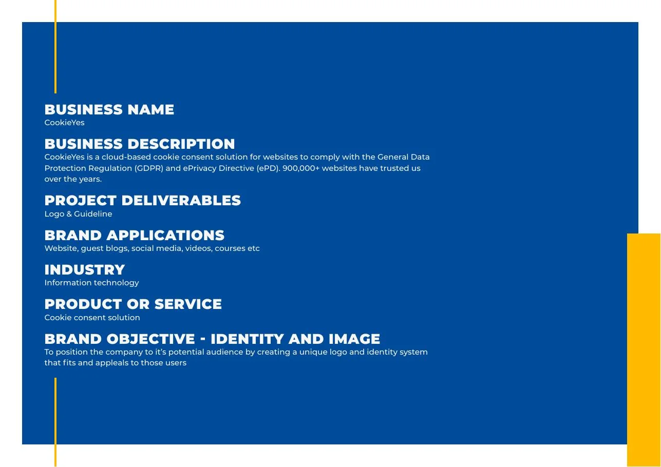 CookieYes project brief