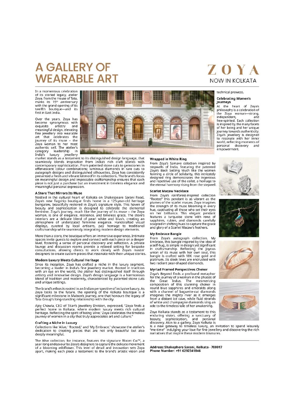 Zoya gallery newspaper feature