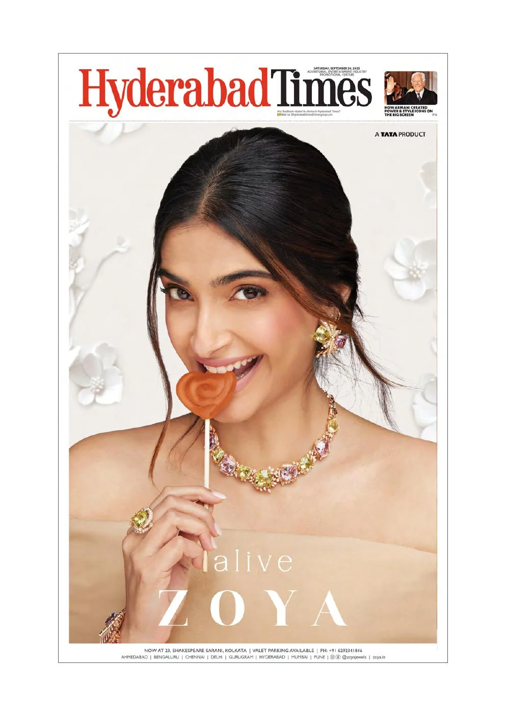 Zoya Hyderabad Times cover